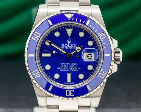 rolex submariner blue white gold price|rolex submariner value chart.